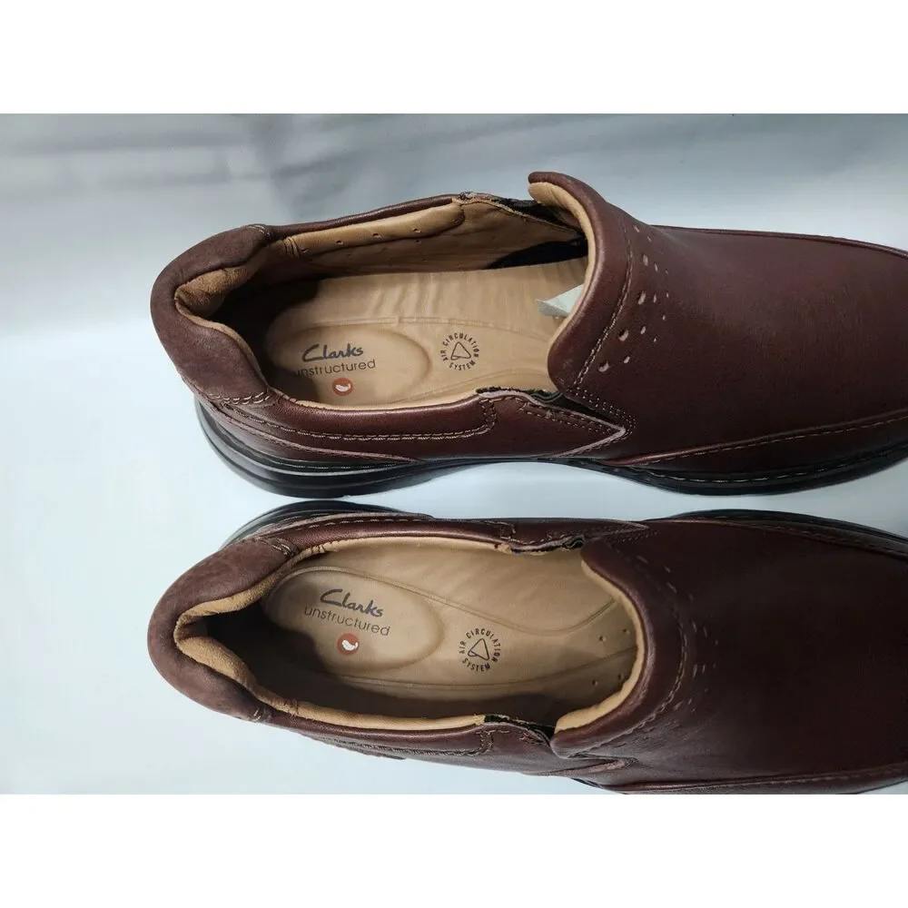 Clarks Un Brawley Step Men’s Leather Slip‑On Shoes 11.5W Mahogany
